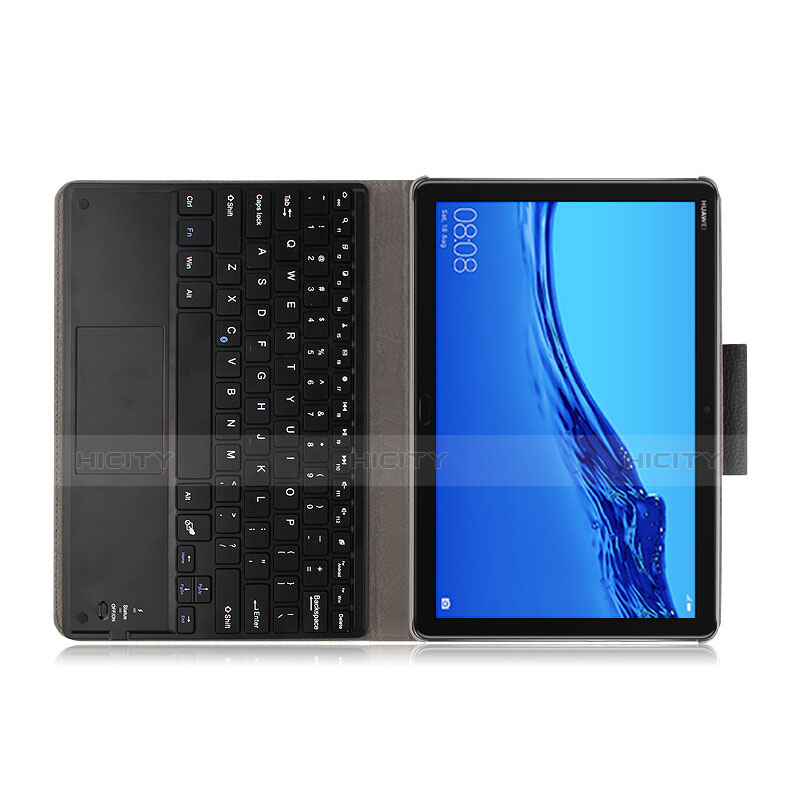 Coque Clapet Portefeuille Livre Cuir avec Clavier pour Huawei MediaPad M5 Lite 10.1 Noir Plus