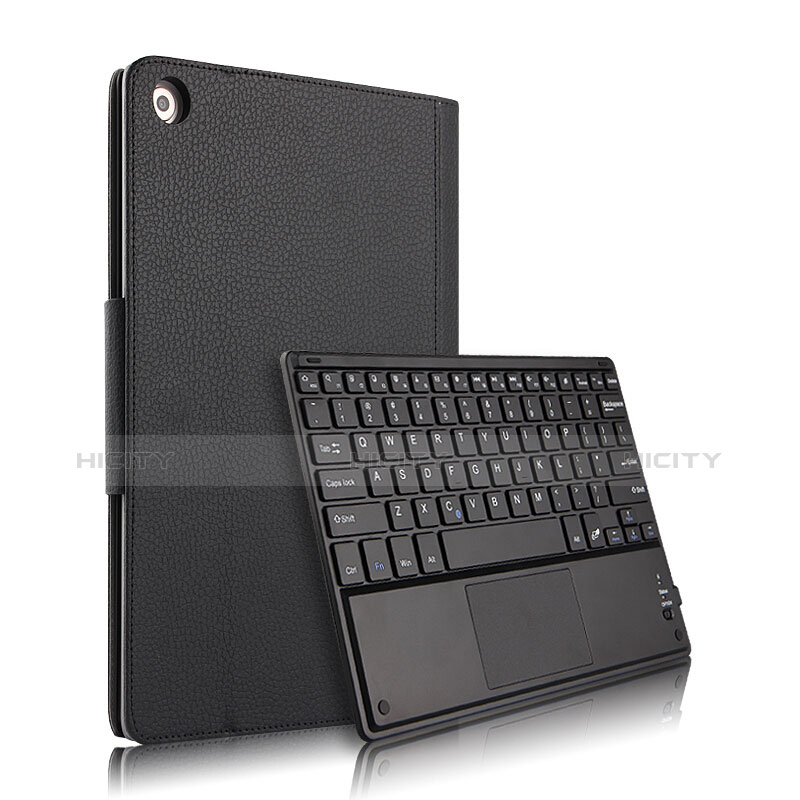 Coque Clapet Portefeuille Livre Cuir avec Clavier pour Huawei MediaPad M5 Lite 10.1 Noir Plus