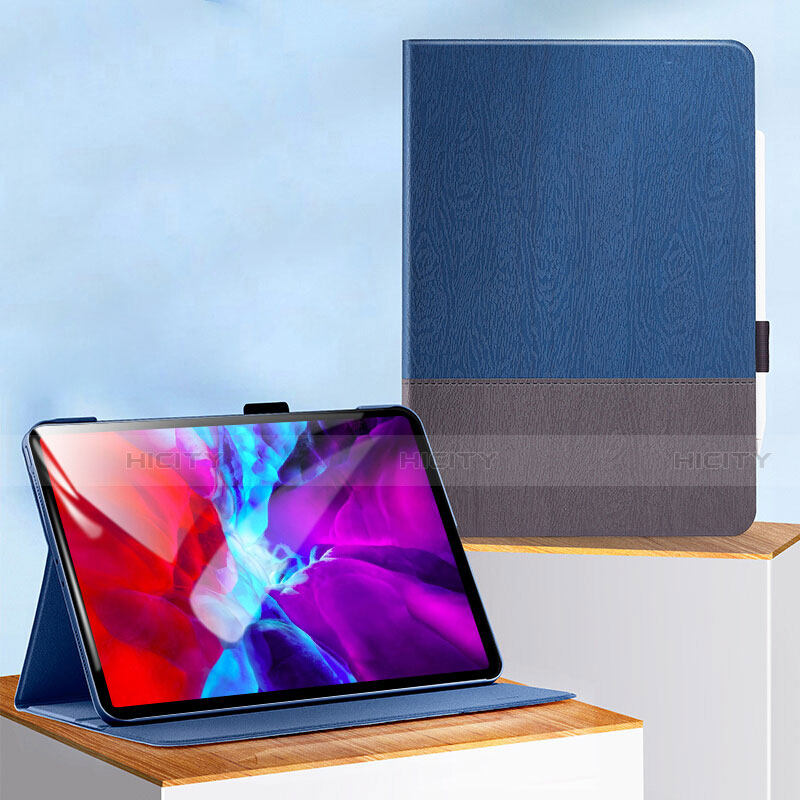 Coque Clapet Portefeuille Livre Cuir L01 pour Apple iPad Pro 11 (2020) Bleu Plus