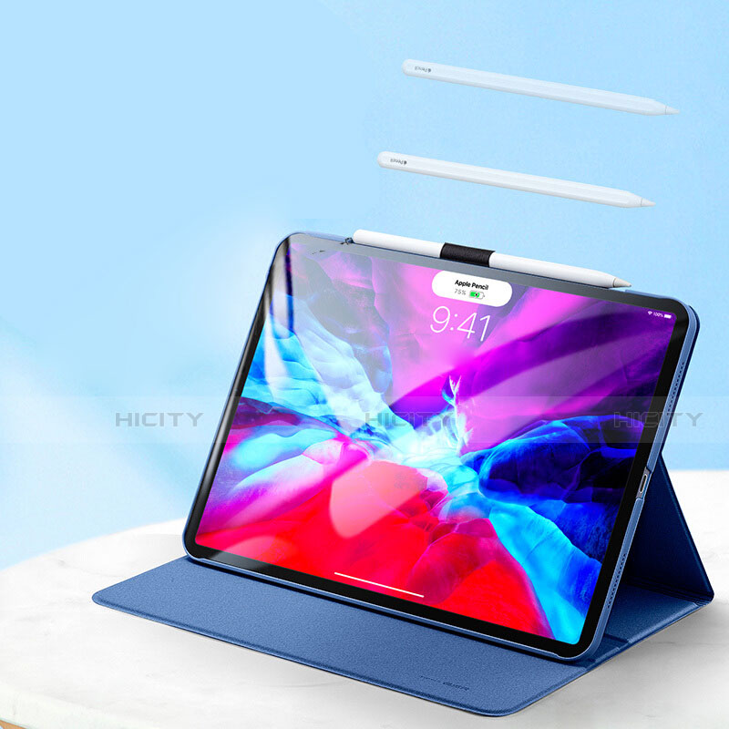 Coque Clapet Portefeuille Livre Cuir L01 pour Apple iPad Pro 11 (2020) Bleu Plus