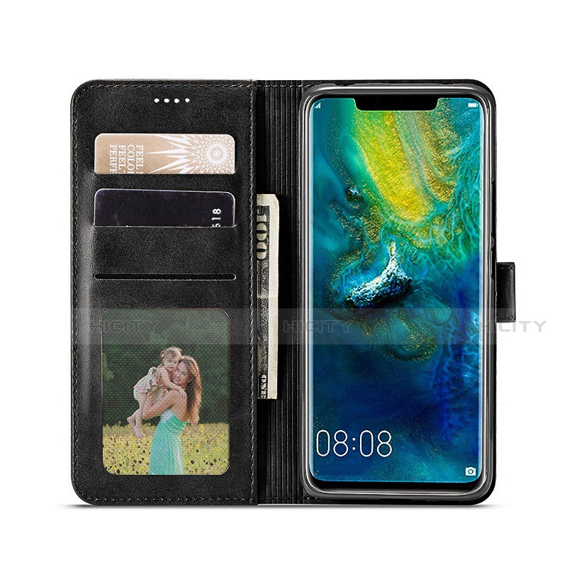 Coque Clapet Portefeuille Livre Cuir L01 pour Huawei Mate 30 Noir Plus