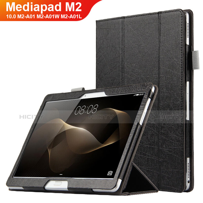 Coque Clapet Portefeuille Livre Cuir L01 pour Huawei MediaPad M2 10.0 M2-A01 M2-A01W M2-A01L Noir Plus