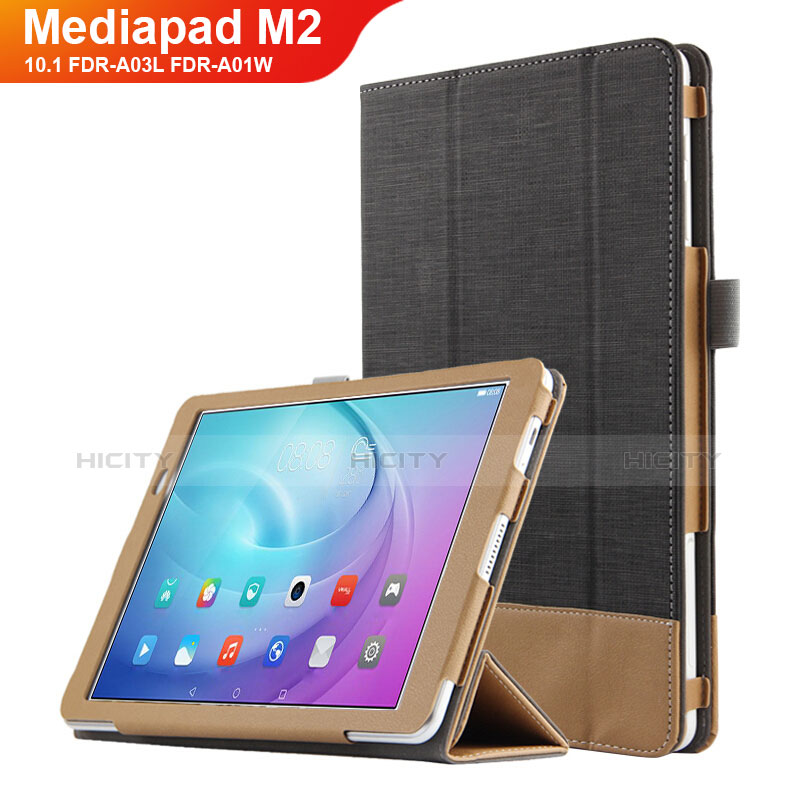 Coque Clapet Portefeuille Livre Cuir L01 pour Huawei MediaPad M2 10.1 FDR-A03L FDR-A01W Noir Plus