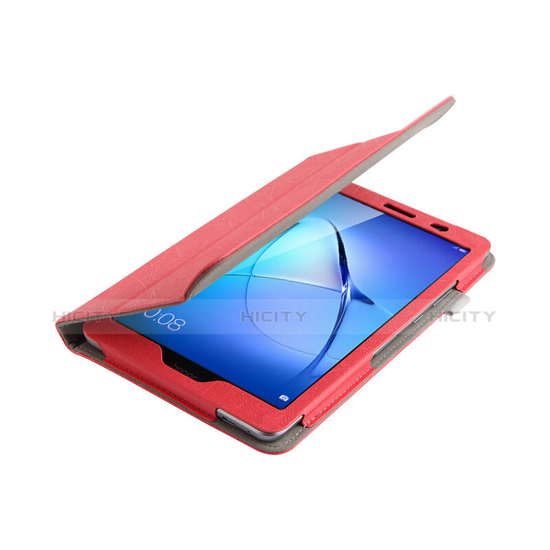 Coque Clapet Portefeuille Livre Cuir L01 pour Huawei MediaPad T3 8.0 KOB-W09 KOB-L09 Rouge Plus