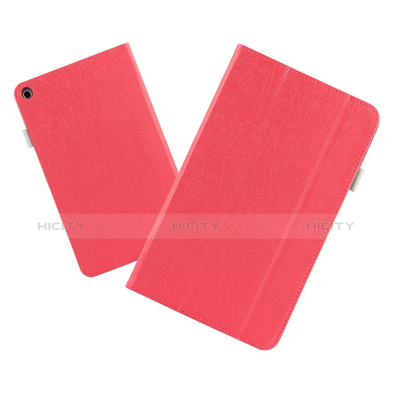 Coque Clapet Portefeuille Livre Cuir L01 pour Huawei MediaPad T3 8.0 KOB-W09 KOB-L09 Rouge Plus