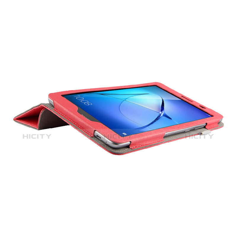 Coque Clapet Portefeuille Livre Cuir L01 pour Huawei MediaPad T3 8.0 KOB-W09 KOB-L09 Rouge Plus