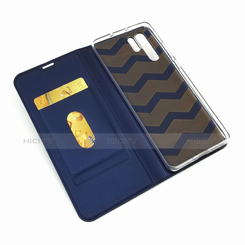 Coque Clapet Portefeuille Livre Cuir L01 pour Huawei P30 Pro Bleu Plus