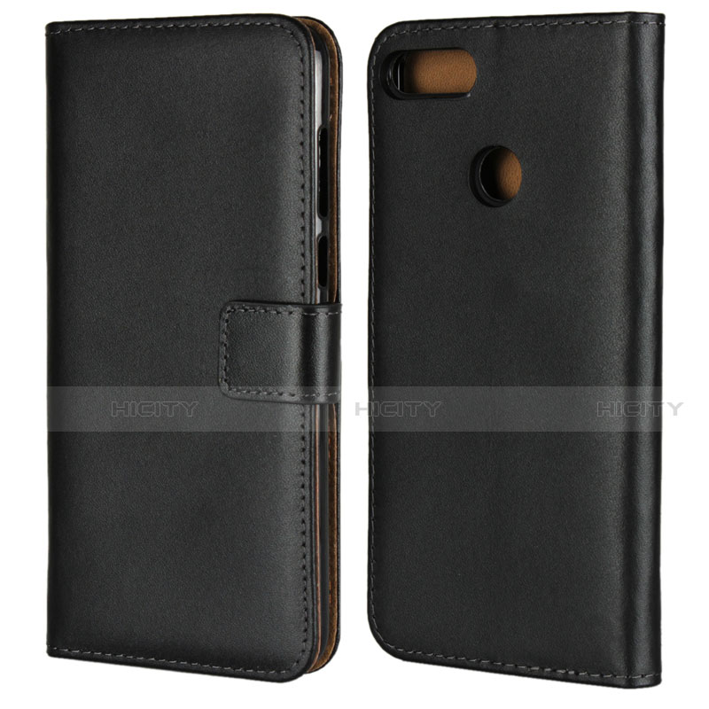 Coque Clapet Portefeuille Livre Cuir L01 pour Huawei Y9 (2018) Noir Plus