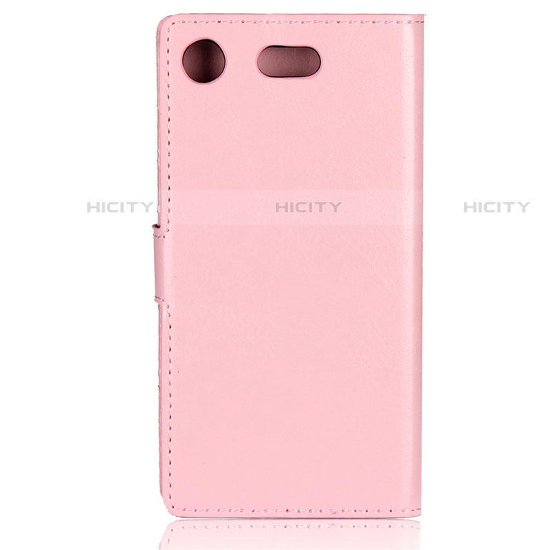 Coque Clapet Portefeuille Livre Cuir L01 pour Sony Xperia XZ1 Compact Rose Plus