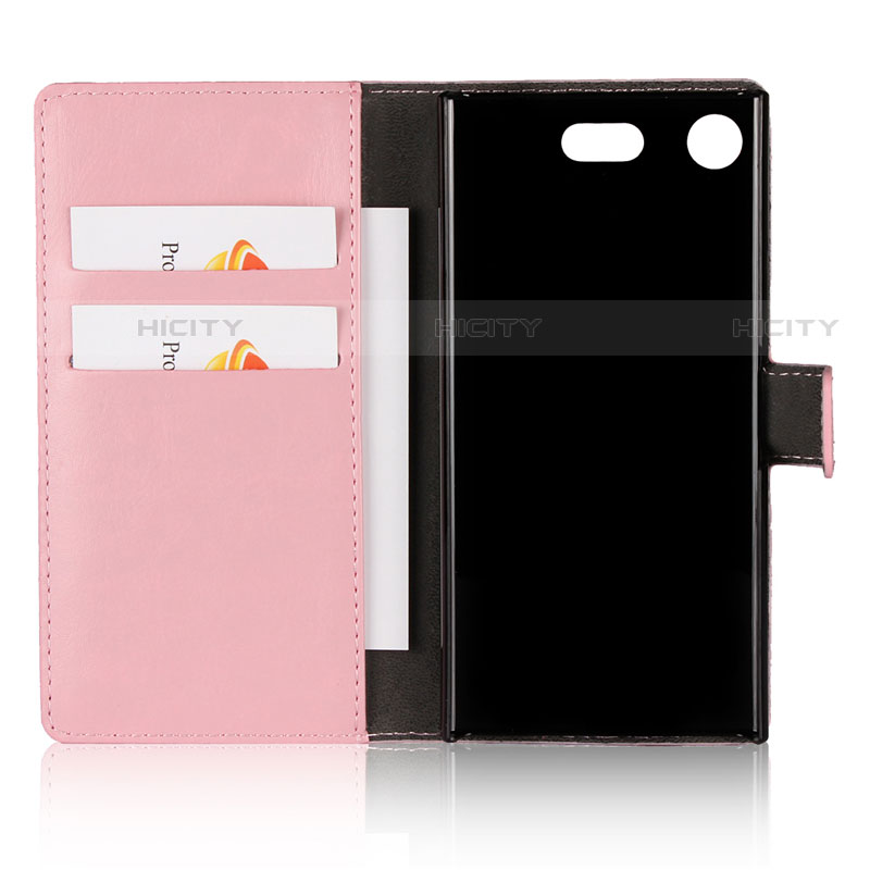 Coque Clapet Portefeuille Livre Cuir L01 pour Sony Xperia XZ1 Compact Rose Plus