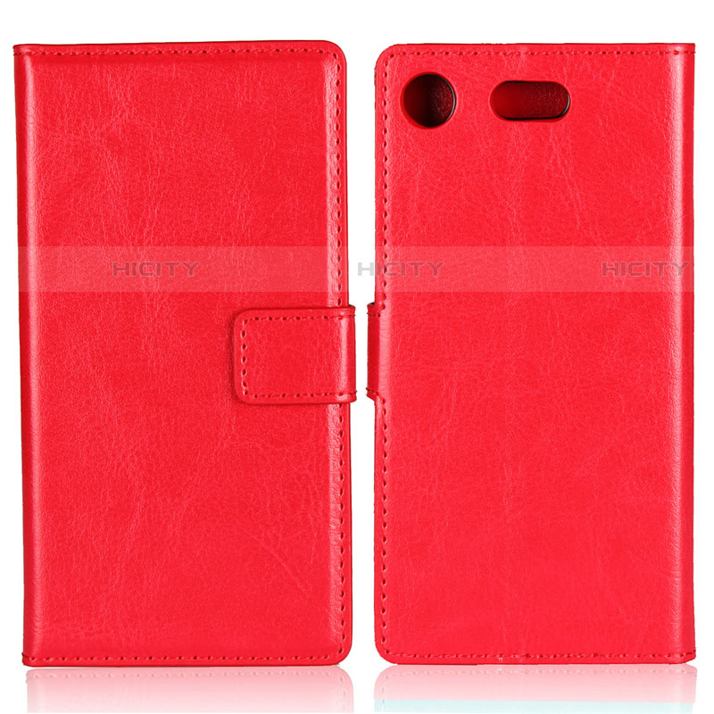 Coque Clapet Portefeuille Livre Cuir L01 pour Sony Xperia XZ1 Compact Rouge Plus