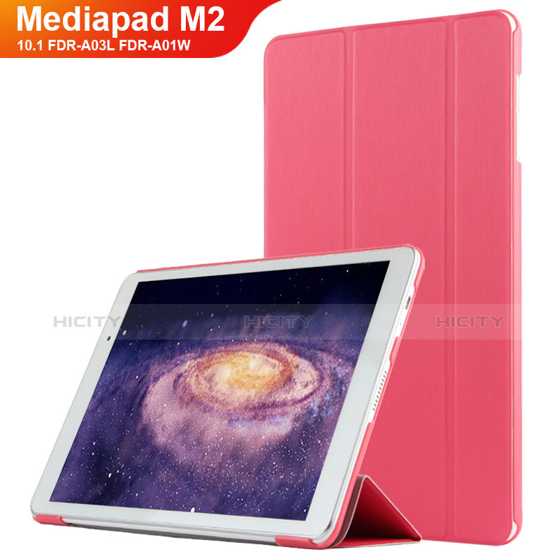 Coque Clapet Portefeuille Livre Cuir L02 pour Huawei MediaPad M2 10.1 FDR-A03L FDR-A01W Rouge Plus