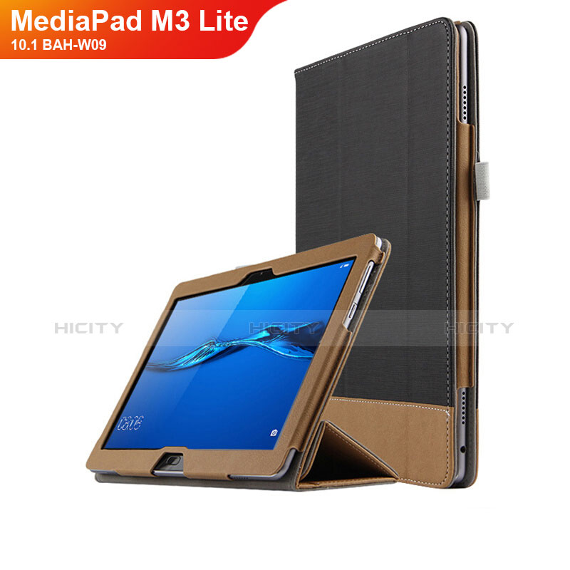 Coque Clapet Portefeuille Livre Cuir L02 pour Huawei MediaPad M3 Lite 10.1 BAH-W09 Noir Plus