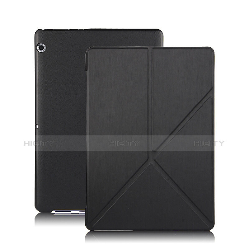 Coque Clapet Portefeuille Livre Cuir L02 pour Huawei MediaPad T3 10 AGS-L09 AGS-W09 Noir Plus