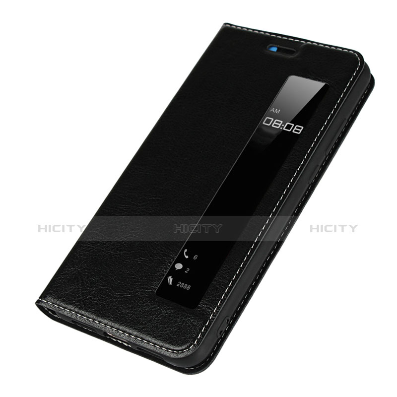 Coque Clapet Portefeuille Livre Cuir L02 pour Huawei P20 Noir Plus