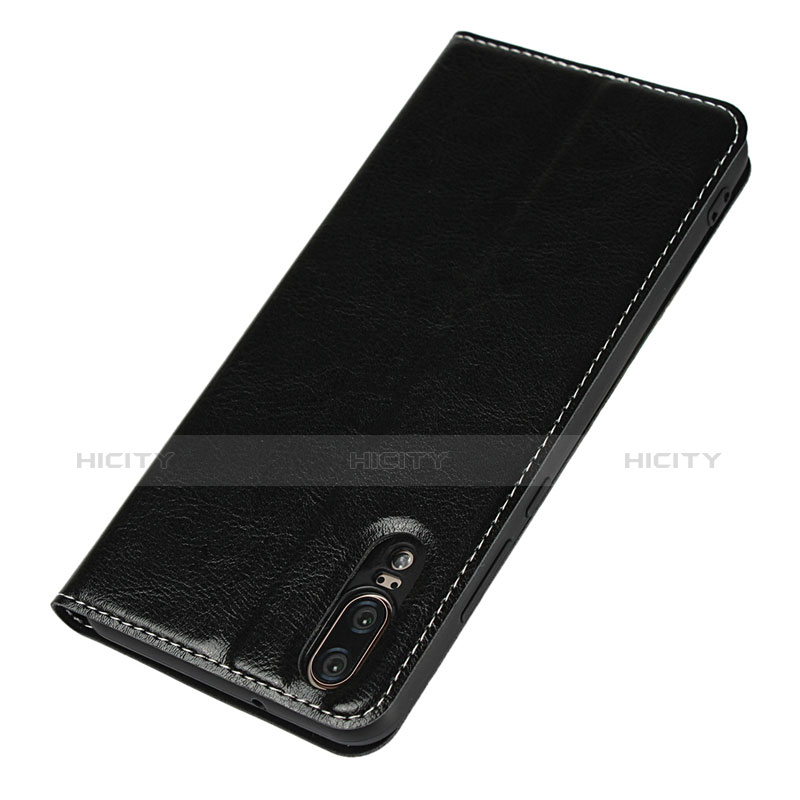 Coque Clapet Portefeuille Livre Cuir L02 pour Huawei P20 Noir Plus