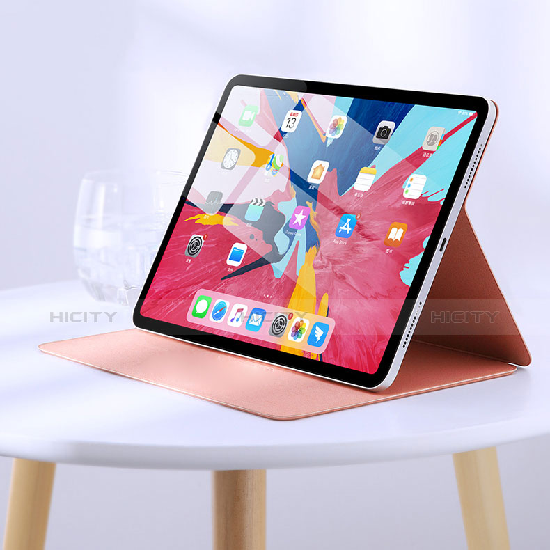 Coque Clapet Portefeuille Livre Cuir L03 pour Apple iPad Pro 12.9 (2018) Rose Plus