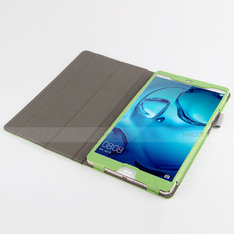 Coque Clapet Portefeuille Livre Cuir L04 pour Huawei Mediapad M3 8.4 BTV-DL09 BTV-W09 Vert Plus