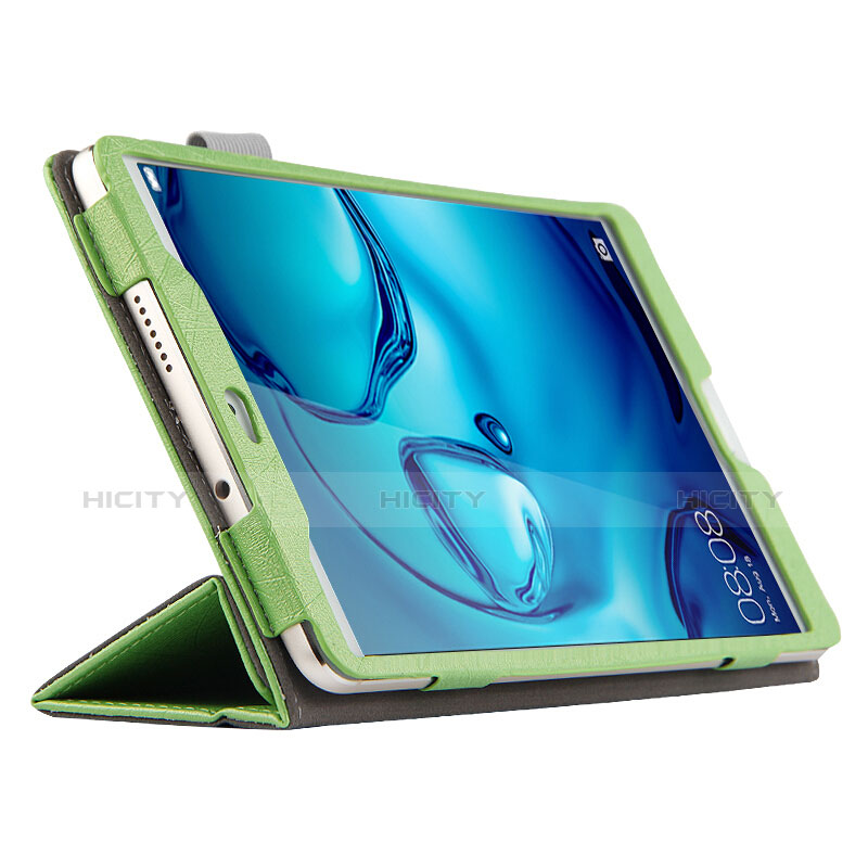 Coque Clapet Portefeuille Livre Cuir L04 pour Huawei Mediapad M3 8.4 BTV-DL09 BTV-W09 Vert Plus