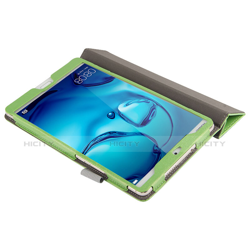 Coque Clapet Portefeuille Livre Cuir L04 pour Huawei Mediapad M3 8.4 BTV-DL09 BTV-W09 Vert Plus