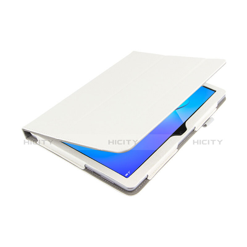 Coque Clapet Portefeuille Livre Cuir L04 pour Huawei MediaPad T3 10 AGS-L09 AGS-W09 Blanc Plus