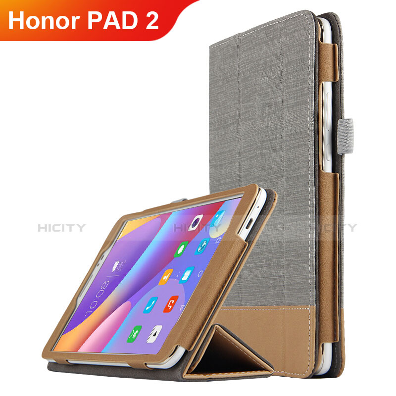 Coque Clapet Portefeuille Livre Cuir L05 pour Huawei Honor Pad 2 Gris Plus