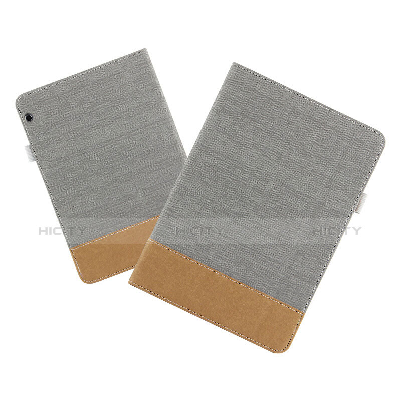 Coque Clapet Portefeuille Livre Cuir L06 pour Huawei MediaPad T3 10 AGS-L09 AGS-W09 Gris Plus