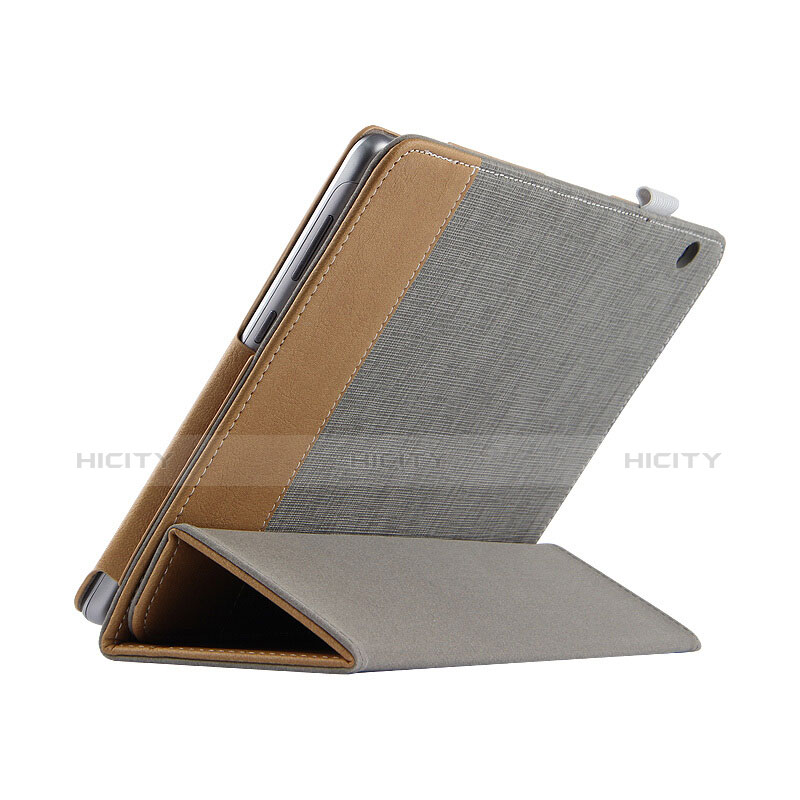 Coque Clapet Portefeuille Livre Cuir L06 pour Huawei MediaPad T3 10 AGS-L09 AGS-W09 Gris Plus