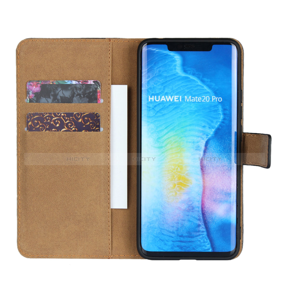 Coque Clapet Portefeuille Livre Cuir pour Huawei Mate 20 Pro Noir Plus