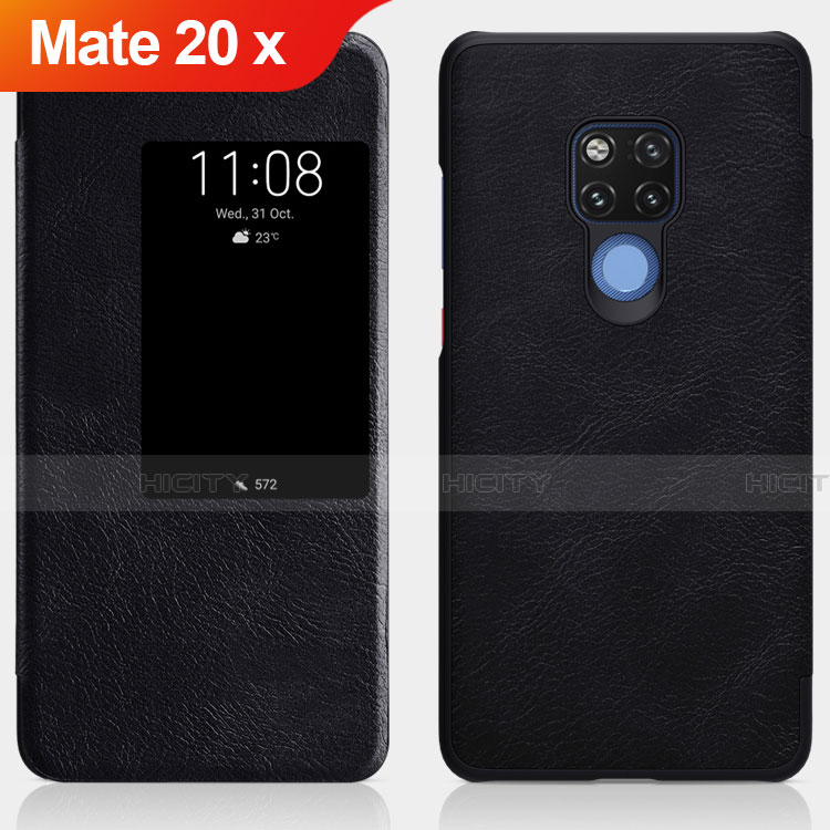 Coque Clapet Portefeuille Livre Cuir pour Huawei Mate 20 X 5G Noir Plus