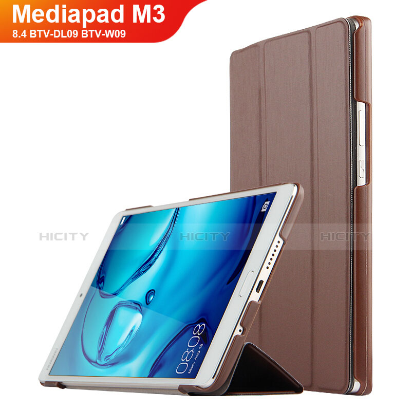 Coque Clapet Portefeuille Livre Cuir pour Huawei Mediapad M3 8.4 BTV-DL09 BTV-W09 Marron Plus