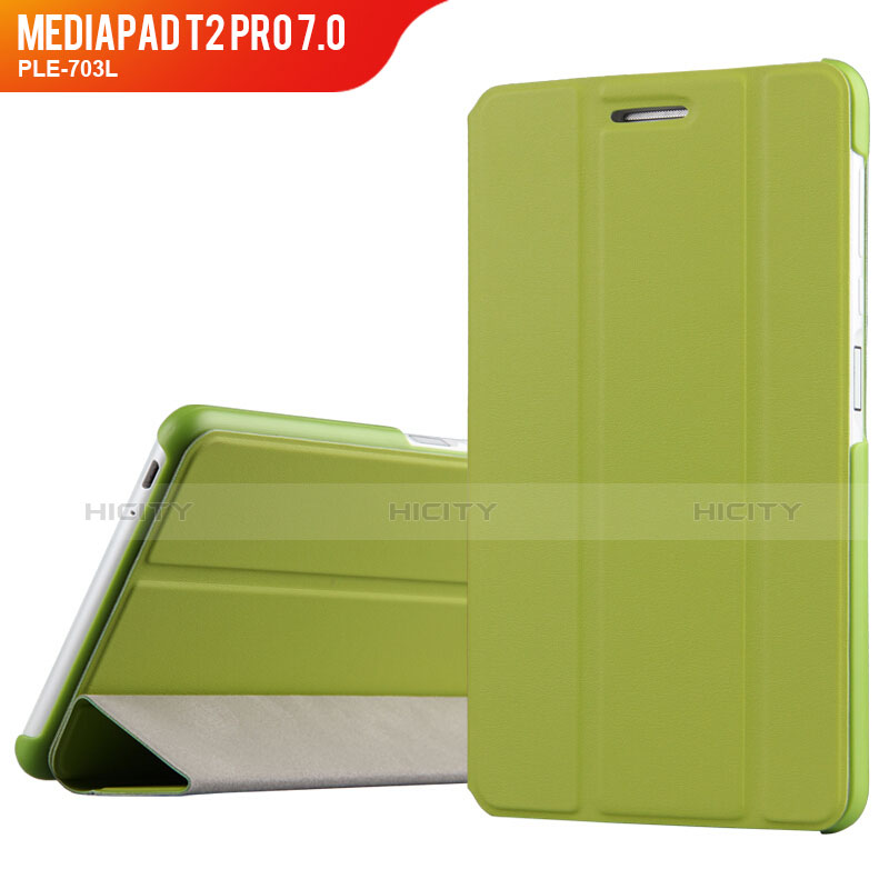 Coque Clapet Portefeuille Livre Cuir pour Huawei MediaPad T2 Pro 7.0 PLE-703L Vert Plus