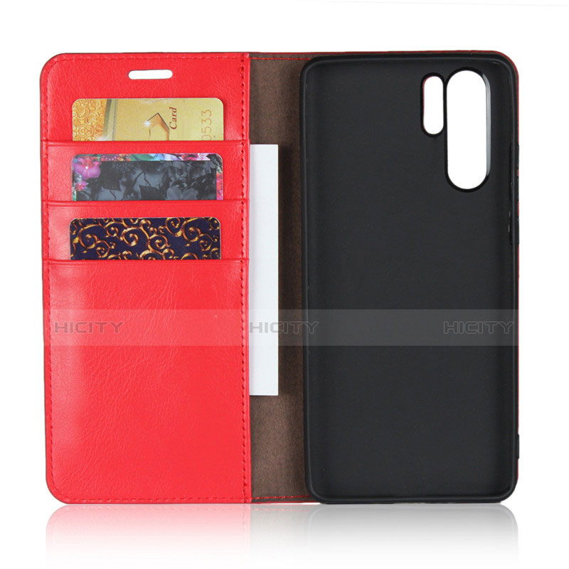 Coque Clapet Portefeuille Livre Cuir pour Huawei P30 Pro New Edition Rouge Plus