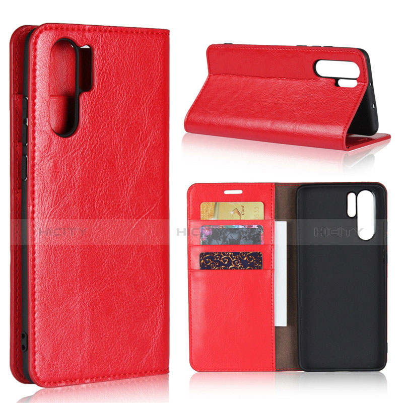 Coque Clapet Portefeuille Livre Cuir pour Huawei P30 Pro New Edition Rouge Plus