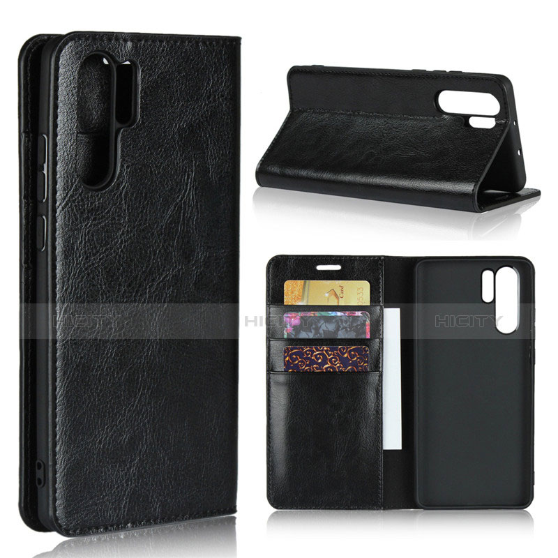 Coque Clapet Portefeuille Livre Cuir pour Huawei P30 Pro Noir Plus