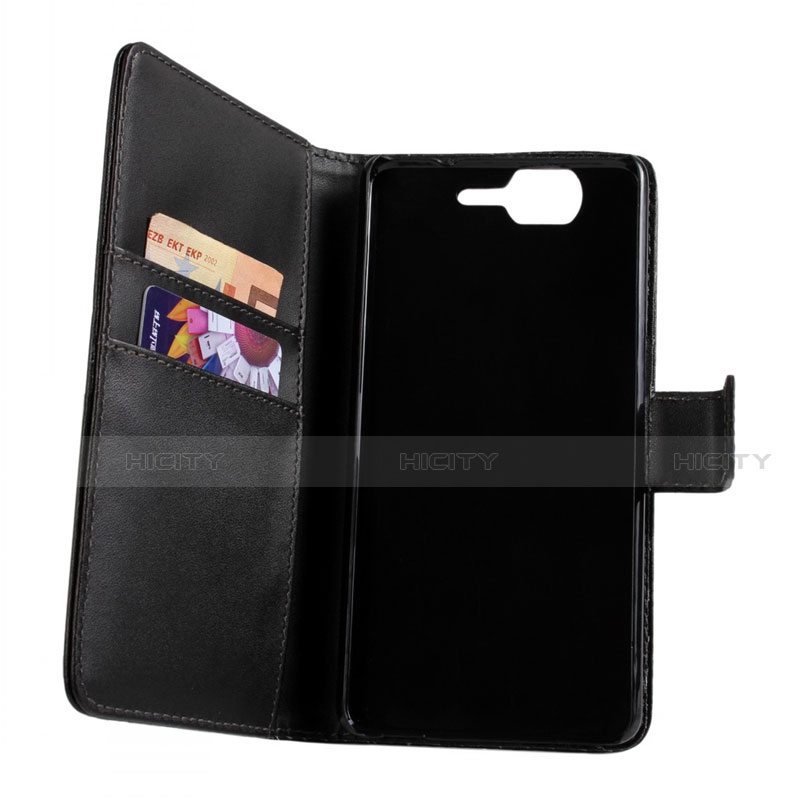 Coque Clapet Portefeuille Livre Cuir pour Wiko Highway Noir Plus