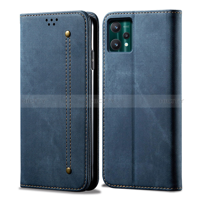 Coque Clapet Portefeuille Livre Tissu B01S pour Realme Narzo 50 Pro 5G Bleu Plus