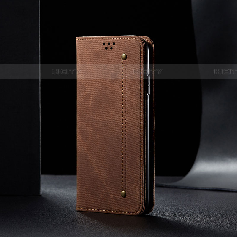 Coque Clapet Portefeuille Livre Tissu B01S pour Samsung Galaxy A52 4G Marron Plus