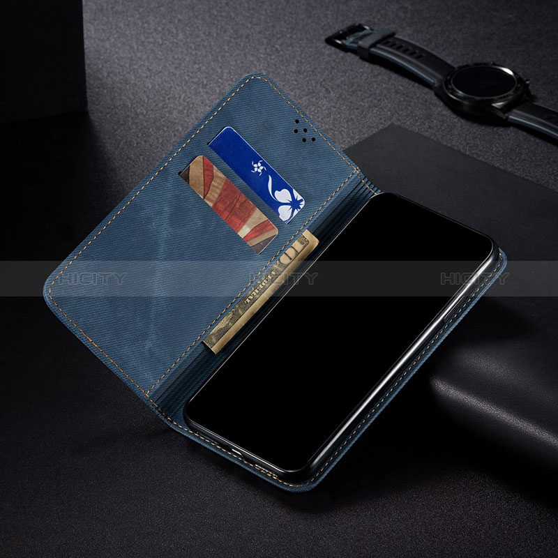 Coque Clapet Portefeuille Livre Tissu B01S pour Samsung Galaxy F12 Plus