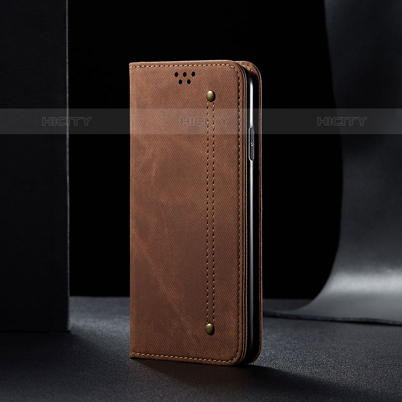 Coque Clapet Portefeuille Livre Tissu B01S pour Samsung Galaxy M32 5G Marron Plus