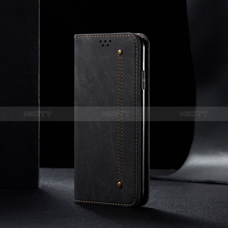 Coque Clapet Portefeuille Livre Tissu B01S pour Samsung Galaxy S10 Lite Noir Plus