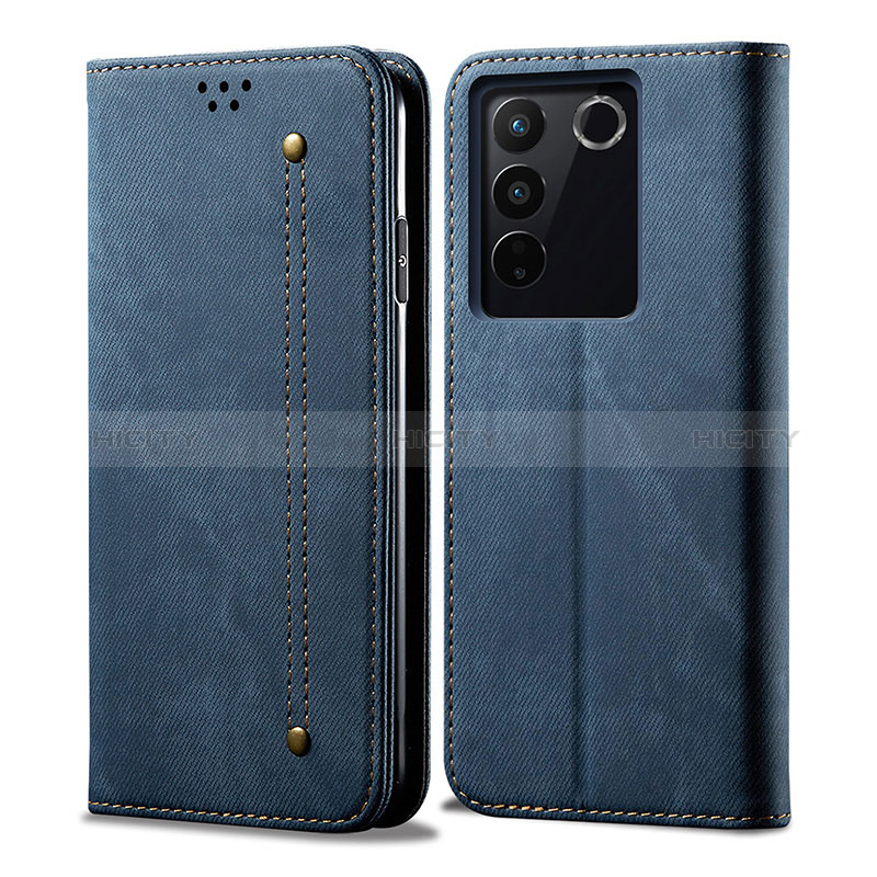 Coque Clapet Portefeuille Livre Tissu B01S pour Vivo V27 Pro 5G Plus