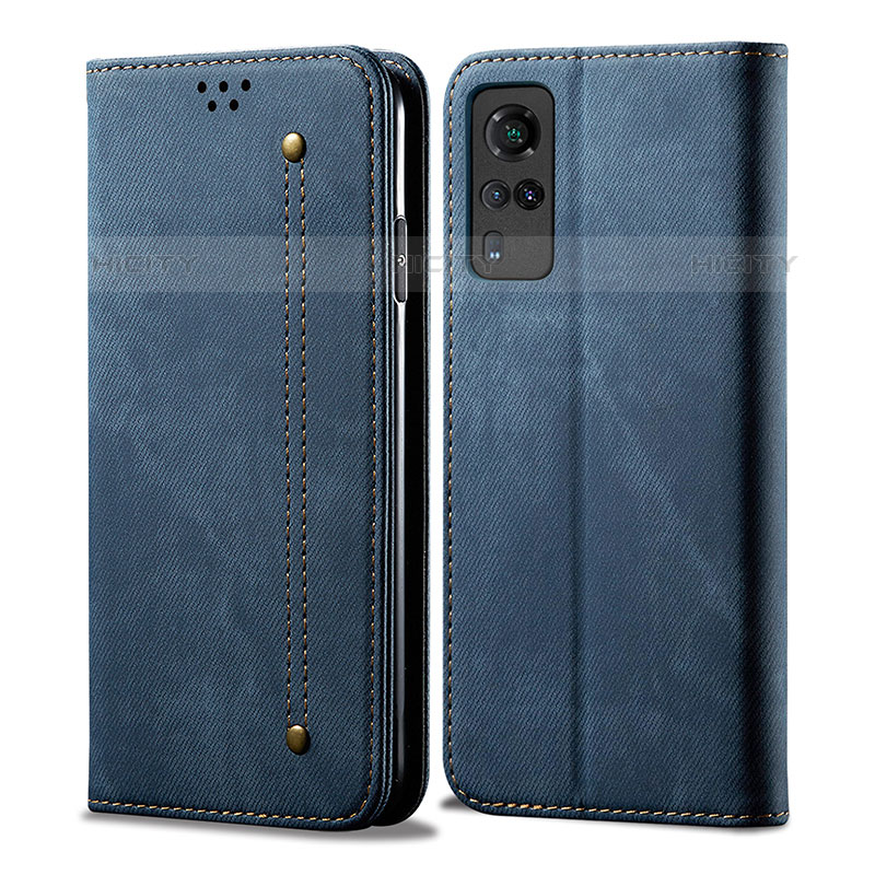 Coque Clapet Portefeuille Livre Tissu B01S pour Vivo Y51A Bleu Plus