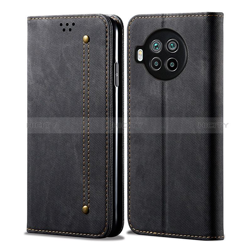 Coque Clapet Portefeuille Livre Tissu B01S pour Xiaomi Mi 10i 5G Noir Plus