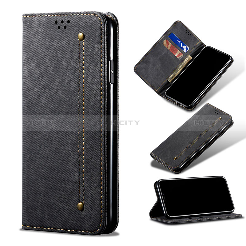 Coque Clapet Portefeuille Livre Tissu B01S pour Xiaomi Mi 10S 5G Noir Plus