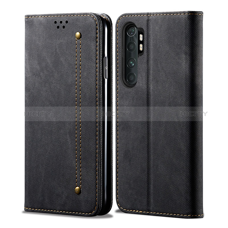 Coque Clapet Portefeuille Livre Tissu B01S pour Xiaomi Mi Note 10 Lite Noir Plus