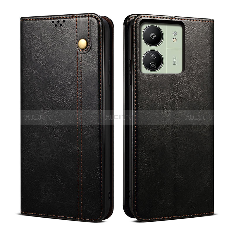 Coque Clapet Portefeuille Livre Tissu B01S pour Xiaomi Poco C65 Noir Plus