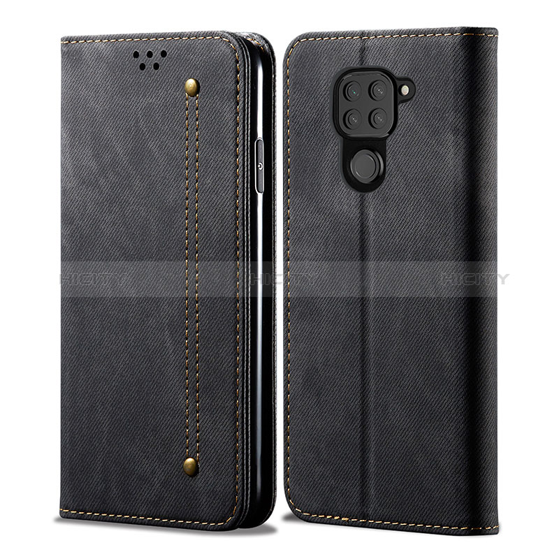 Coque Clapet Portefeuille Livre Tissu B01S pour Xiaomi Redmi 10X 4G Noir Plus