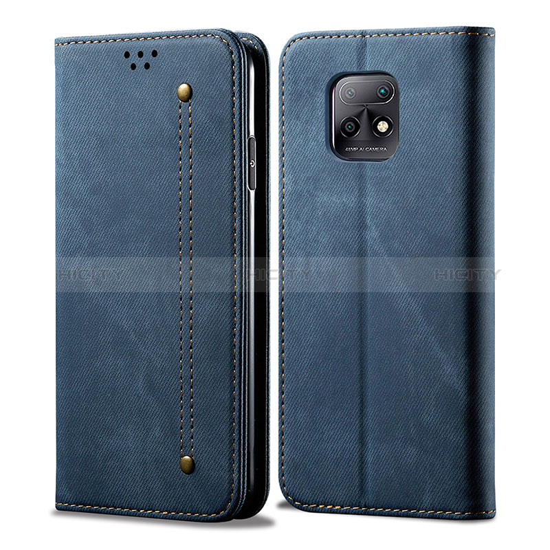 Coque Clapet Portefeuille Livre Tissu B01S pour Xiaomi Redmi 10X Pro 5G Bleu Plus