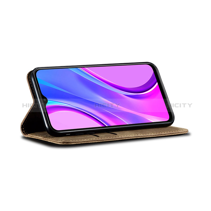 Coque Clapet Portefeuille Livre Tissu B01S pour Xiaomi Redmi 9 Prime India Plus